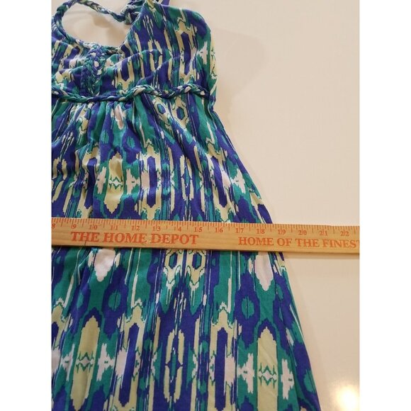Soybu Dress Dhara Maxi Jersey Stretch Braid Halter L Blue Print Sundress Beach - Picture 8 of 9